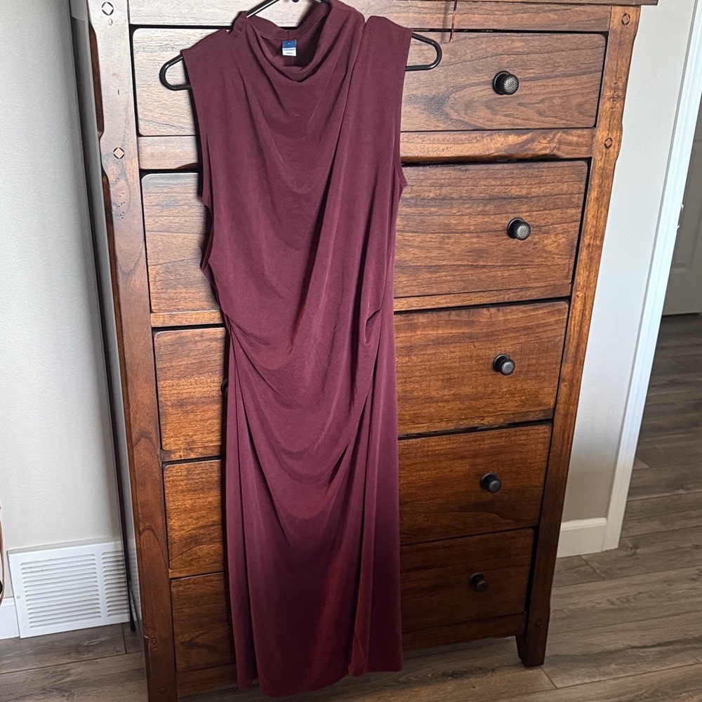 Old Navy Sleeveless Draped Wine Midi Dress